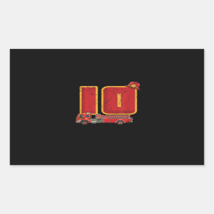 10 Years Old Birthday Boy Gifts Firefighter Rectangular Sticker