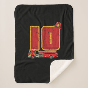 10 Years Old Birthday Boy Gifts Firefighter Sherpa Blanket