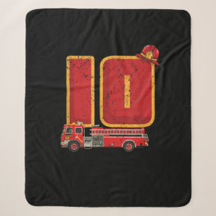 10 Years Old Birthday Boy Gifts Firefighter Sherpa Blanket