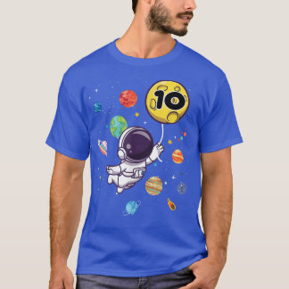 10 Years Old Birthday Boy Tee Astronaut 10th Birth