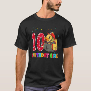 10 Years Old Birthday Cute Rubber Ducky Fireman Fi T-Shirt