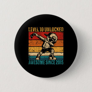 10 Years Old Birthday Gamer Dabbing Boy 10th Level 6 Cm Round Badge