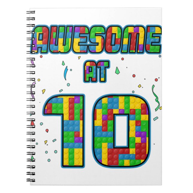10 Years Old Birthday Gift Age 10 Build Blocks Bri Notebook (Front)