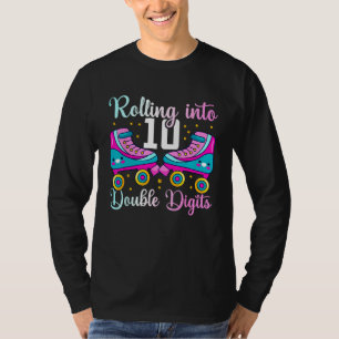 10 Years Old Birthday Girl Rolling Into 10th Doubl T-Shirt