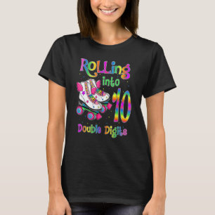 10 Years Old Birthday Girl Rolling Into 10th Doubl T-Shirt