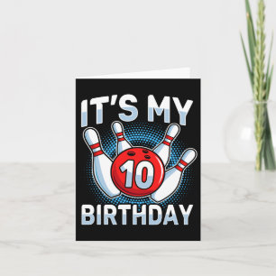 10 Years Old Bowling 10th Birthday Party Boys Girl Card