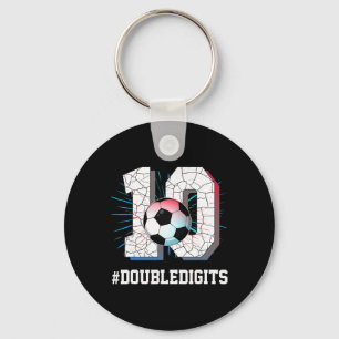 10 Years Old Boy 10 Double Digits Birthday Soccer  Key Ring