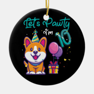 10 Years Old Corgi Dog Lover 10th Birthday Ceramic Tree Decoration