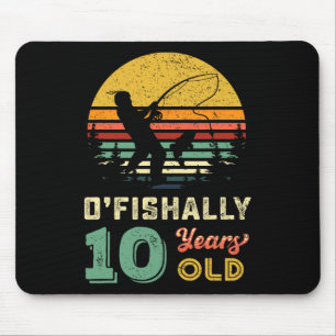 10 Years Old Fishing Gift 10 Yo Ten Year Old 10th Mouse Pad