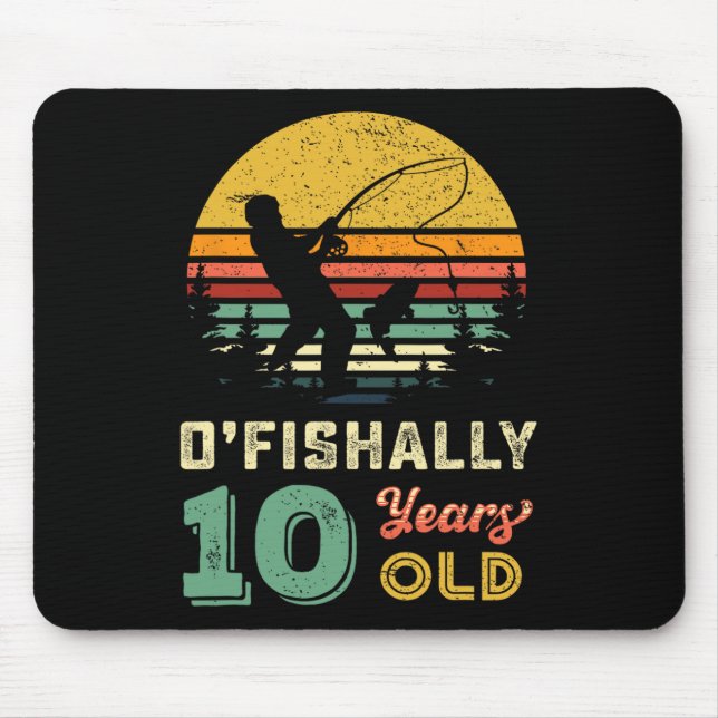 10 Years Old Fishing Gift 10 Yo Ten Year Old 10th  Mouse Pad (Front)
