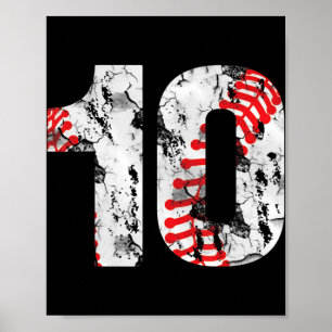 10 Years Old Gifts Number 10 Baseball 10th Birthda Poster