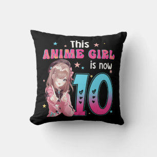 10 Years Old Girl Kawaii Gifts Anime Girl 10th Bir Cushion