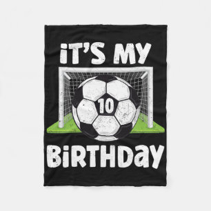 10 Years Old Soccer 10th Birthday Player Kids B-da Fleece Blanket