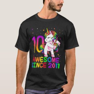 10 Years Old Unicorn Flossing 10Th Birthday Girl U T-Shirt
