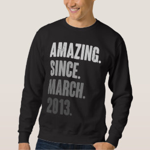 10 Years Old Vintage 2013 March Birthday 10th Deco Sweatshirt