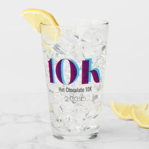 10k Race Celebration Bold Blue Purple Graphic Glass