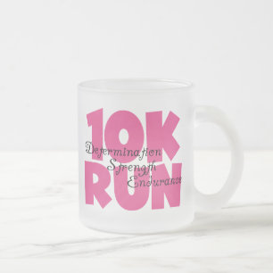 10K Run Pink Sports Running Frosted Glass Coffee Mug