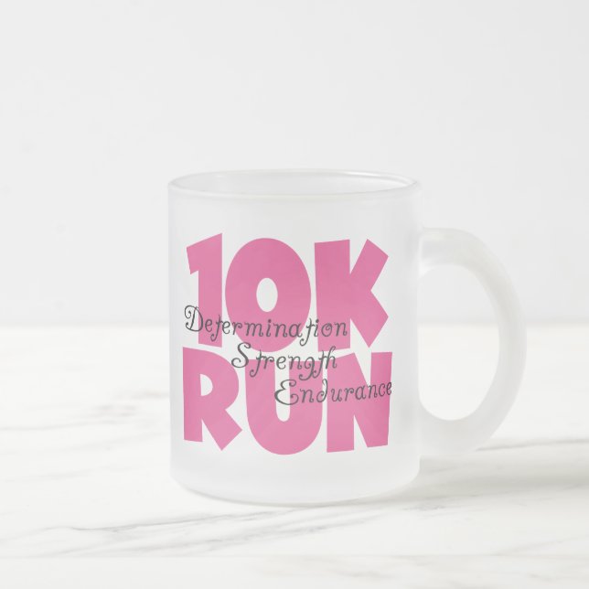 10K Run Pink Sports Running Frosted Glass Coffee Mug (Right)