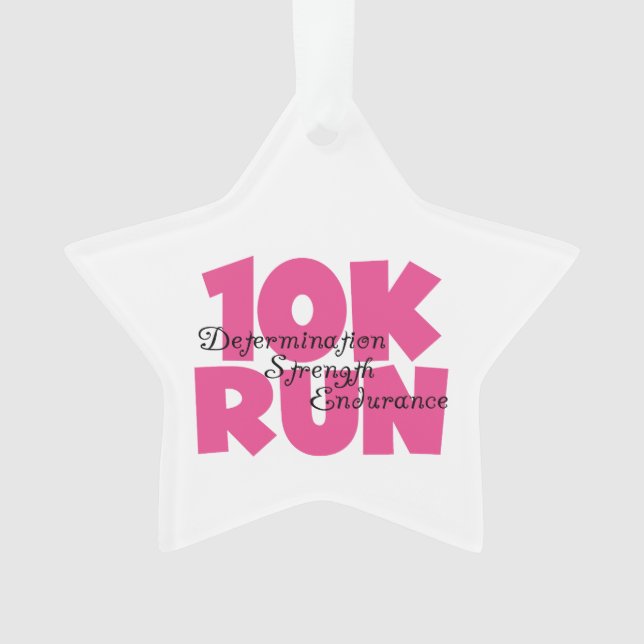 10K Run Pink Sports Running Ornament (Front)