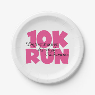 10K Run Pink Sports Running Paper Plate