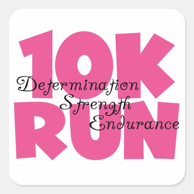 10K Run Pink Sports Running Square Sticker (Front)