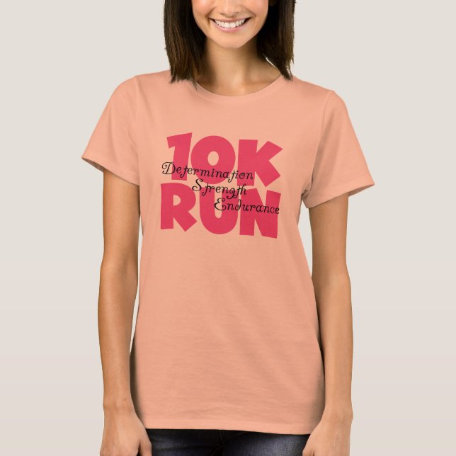 10K Run Pink Sports Running T-Shirt (Front)