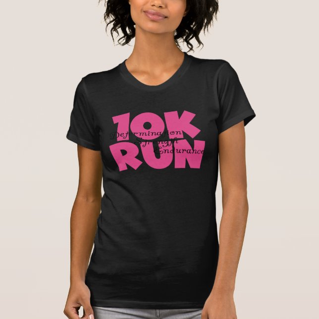 10K Run Pink Sports Running T-Shirt (Front)
