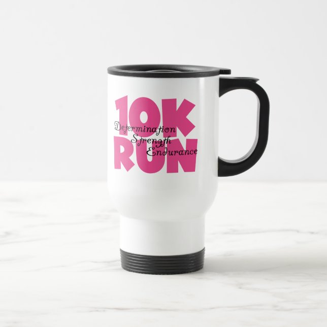 10K Run Pink Sports Running Travel Mug (Right)