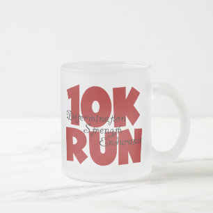 10K Run Red Frosted Glass Coffee Mug