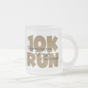 10K Run Tan Sports Running Frosted Glass Coffee Mug