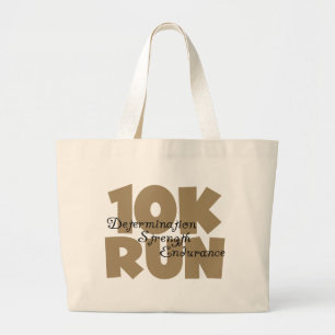 10K Run Tan Sports Running Large Tote Bag