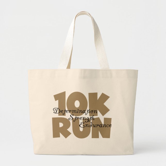 10K Run Tan Sports Running Large Tote Bag (Front)