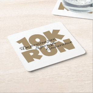 10K Run Tan Sports Running Square Paper Coaster