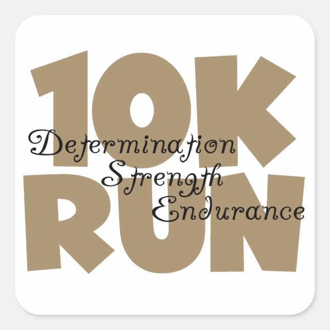 10K Run Tan Sports Running Square Sticker (Front)