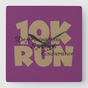 10K Run Tan Sports Running Square Wall Clock