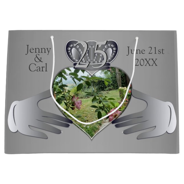 10th,11th,20th,25,Photo Anniversary Claddaugh   La Large Gift Bag (Front)