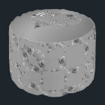 10th,11th,20th,25th,70th Wedding Anniversary  Pouf<br><div class="desc">Alas, a gorgeous pouf for HER to honour their wedding anniversary with a heart emblem and medallion text, how special is that?! Grey and metallic- like rose graphics with my Faberge inspired rose heart pattern. If you wish for any customisation or illustration made just for you, just message me and...</div>