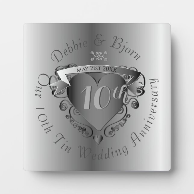 10th,11th,20th,25th Wedding Anniversary Heart  Plaque (Front)
