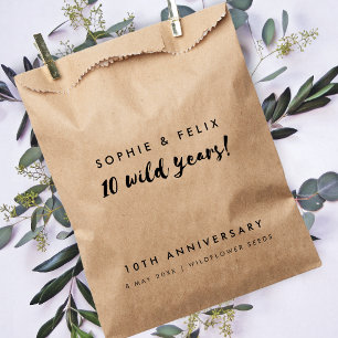 10th Anniversary   10 Wild Years Rustic Kraft Seed Favour Bags