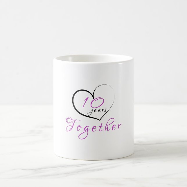 10th Anniversary 10 Years Together Heart Mug (Center)