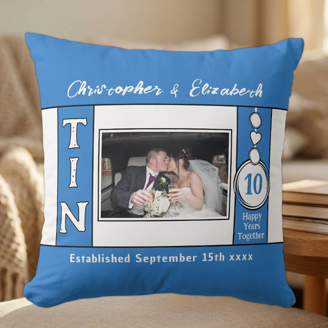 10th anniversary 1 photo blue cushion (Creator Uploaded)