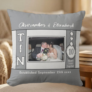 10th anniversary 1 photo grey cushion