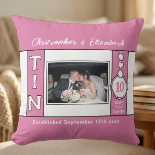 10th anniversary 1 photo pink cushion