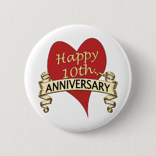 10th. Anniversary 6 Cm Round Badge