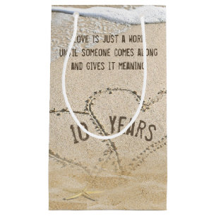10th Anniversary Beach Hearts and Starfish Small Gift Bag