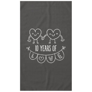 10th Anniversary Gift Chalk Hearts Tablecloth