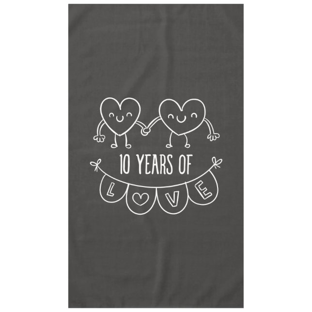10th Anniversary Gift Chalk Hearts Tablecloth (Front)
