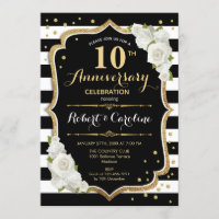 10th Anniversary Invitation - Black White Gold