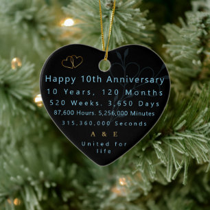 10th Anniversary Keepsake Heart Ornament