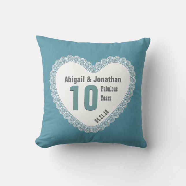 10th Anniversary Lace Heart Custom V04 Cushion (Front)